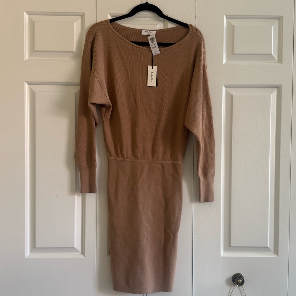 Aritzia Long Sleeve Camel Dress